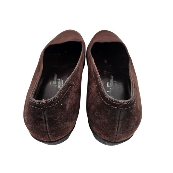 Salvatore Ferragamo Shoes Size 9.5B Womens Brown Suede Slip On Loafers Comfort - Picture 4 of 11